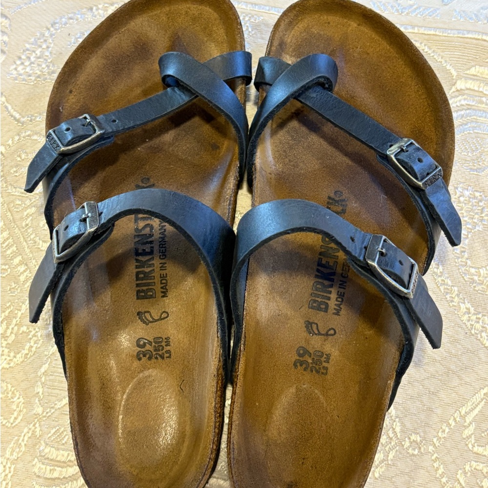 Birkenstock Mayari - Size 39 - Womens 8-8.5/ Mens 7.  EUC Oiled Leather Blue - Picture 3 of 11
